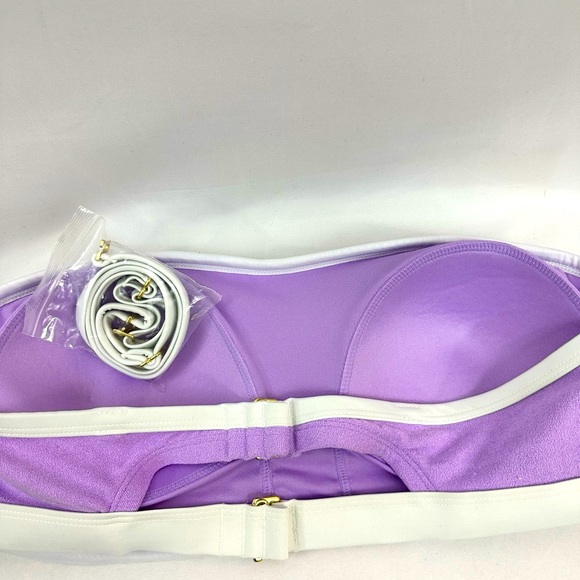 Kona Sol Color Block Purple/White Terry Bikini Top Removable Straps 1X(1… - Picture 7 of 10